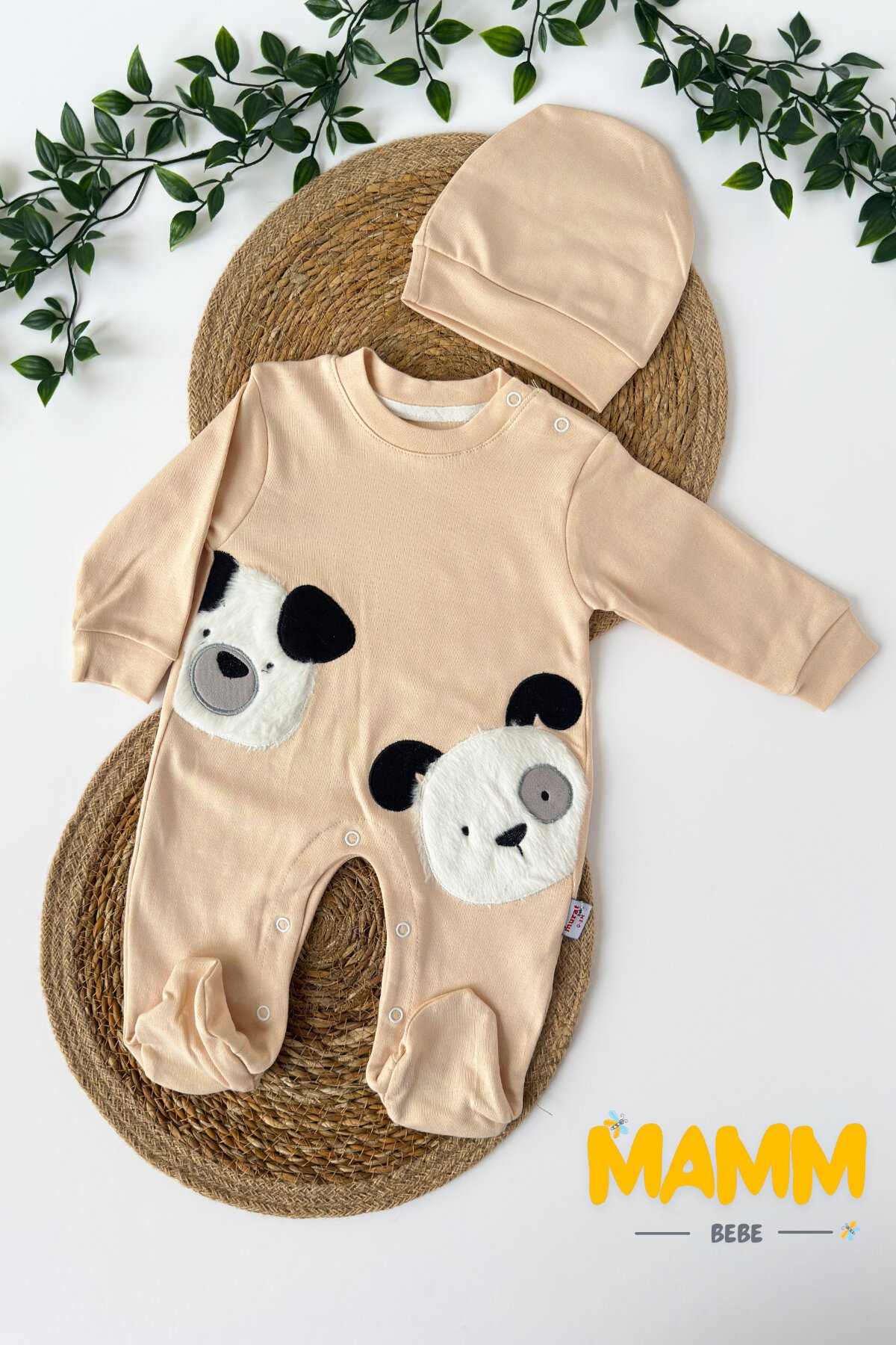 0-12 AY PANDA KABARTMALI PATİKLİ TULUM KREM