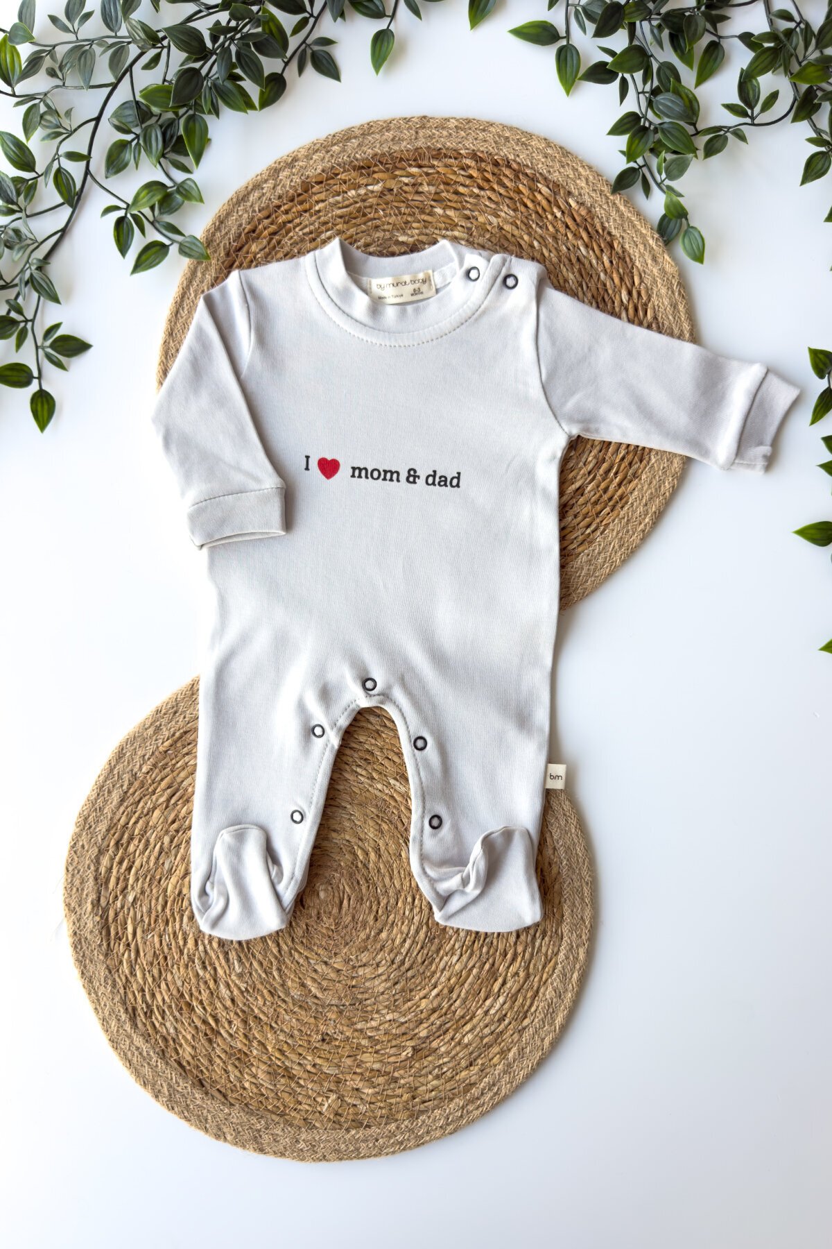 0-3 AY MOM DAD DESENLİ PATİKLİ TULUM