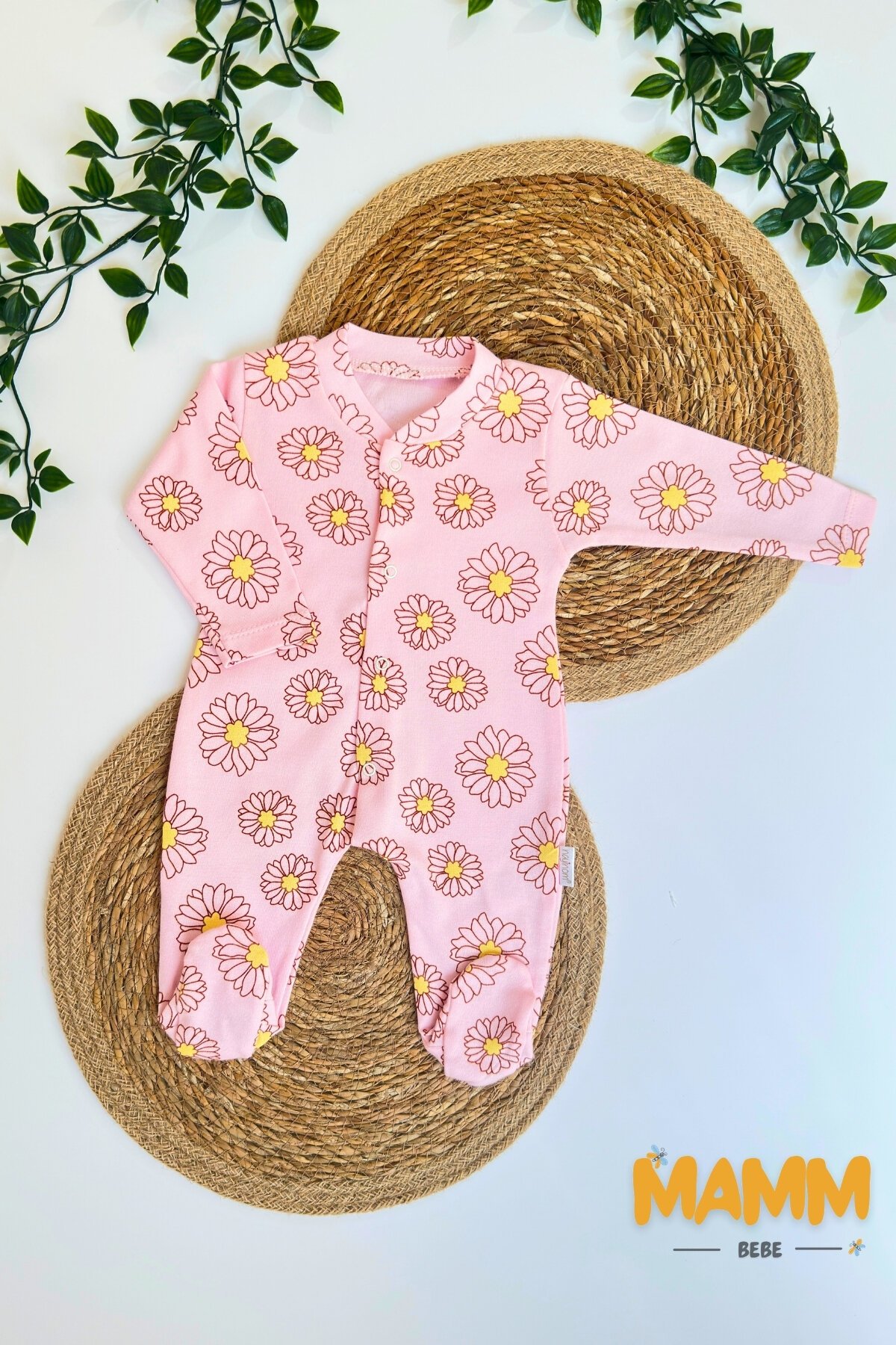 1-3-6 AY PAPATYA DESENLİ PATİKLİ TULUM PEMBE