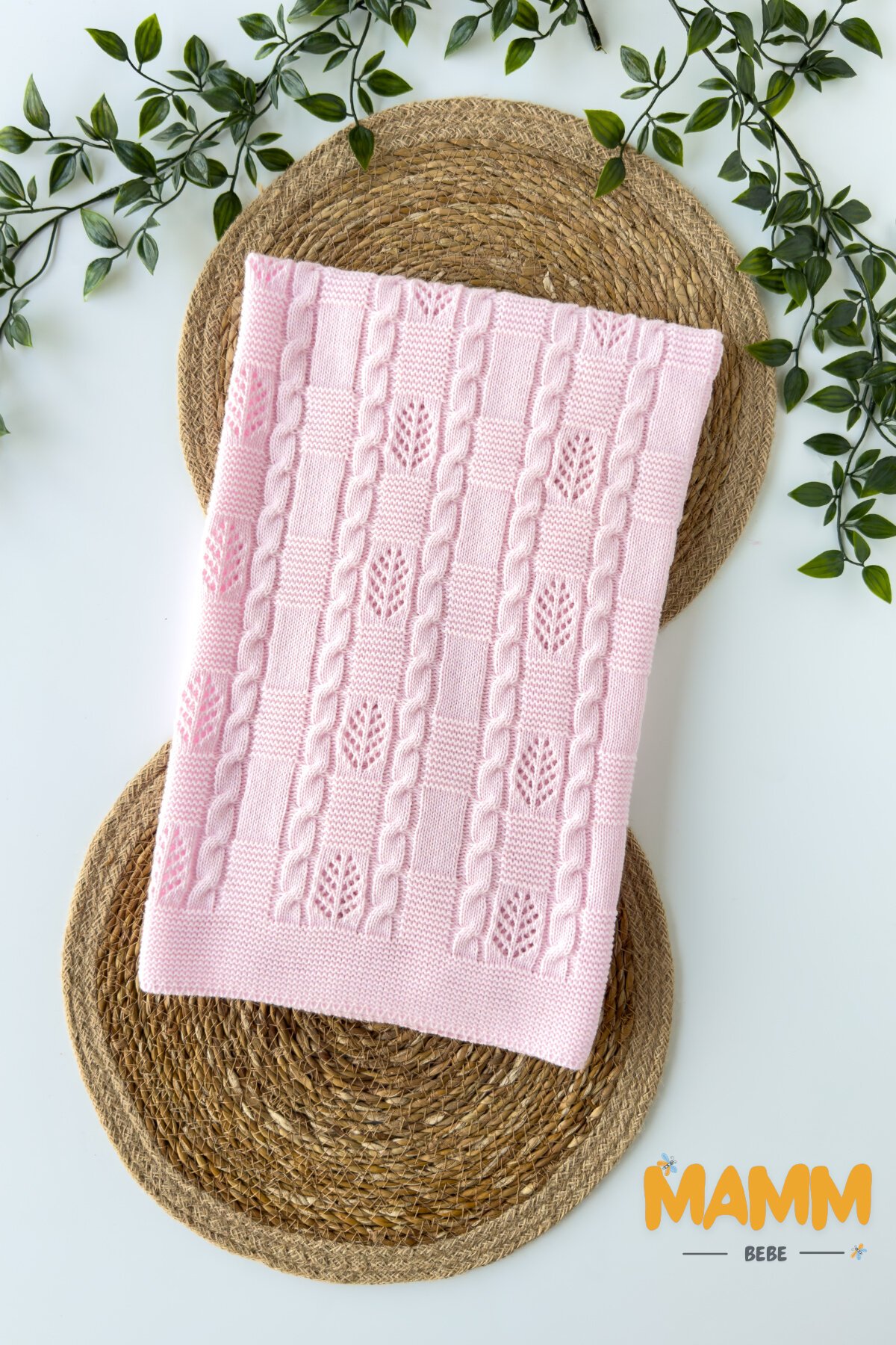 AJURLU YAPRAK TRİKO BATTANİYE PEMBE