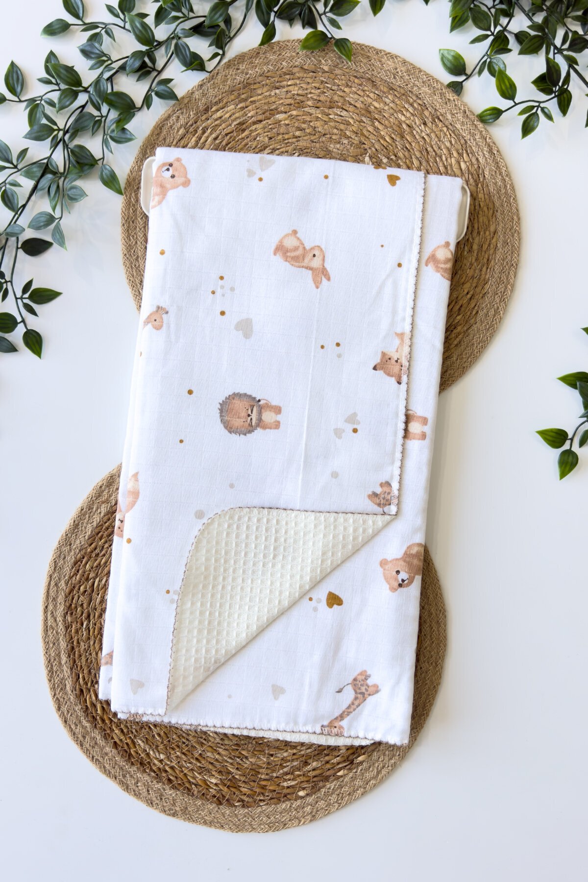 PİKELİ MÜSLİN BEBEK BATTANİYE TAVŞAN 100*100 CM