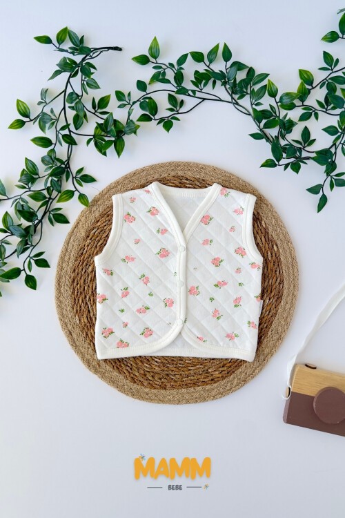0-12 AY ÇİÇEKLİ YELEK BEYAZ