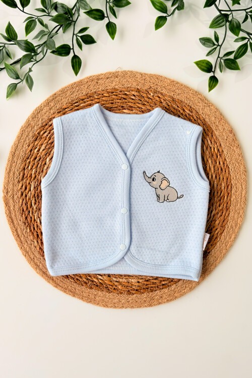 0-12 AY FİL NAKIŞLI YELEK MAVİ