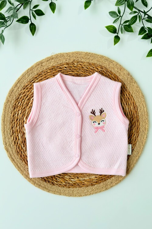 0-12 AY GEYİK NAKIŞLI YELEK PEMBE