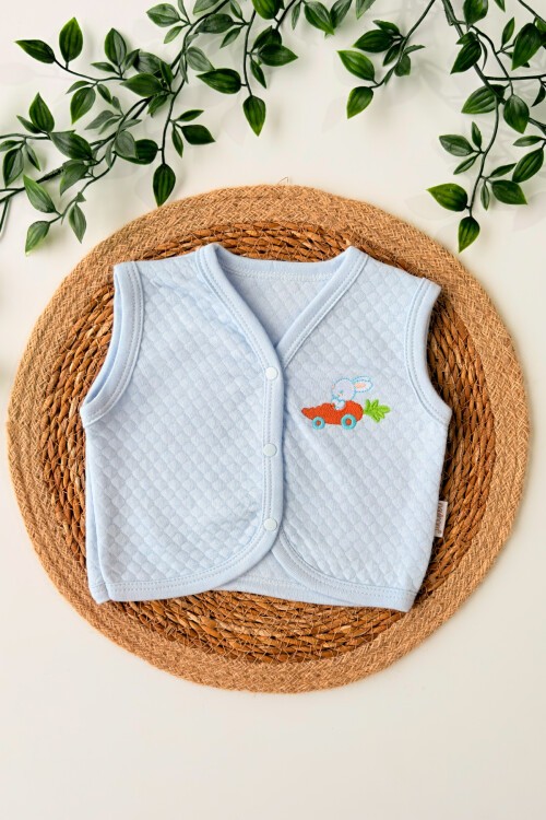 0-12 AY HAVUÇ NAKIŞLI YELEK MAVİ