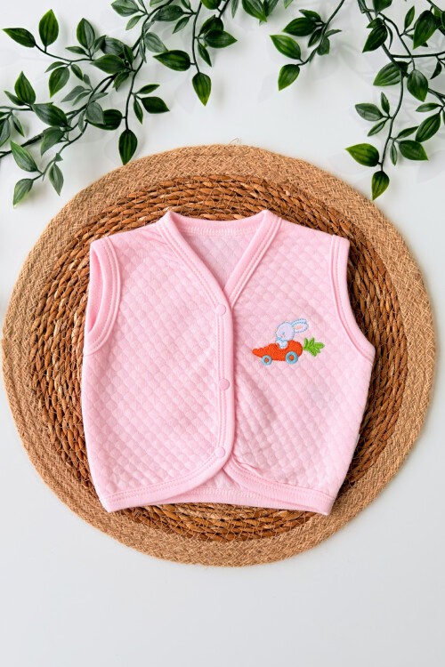 0-12 AY HAVUÇ NAKIŞLI YELEK PEMBE