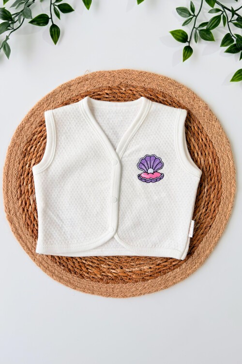 0-12 AY İSTİRİDYE NAKIŞLI YELEK BEYAZ