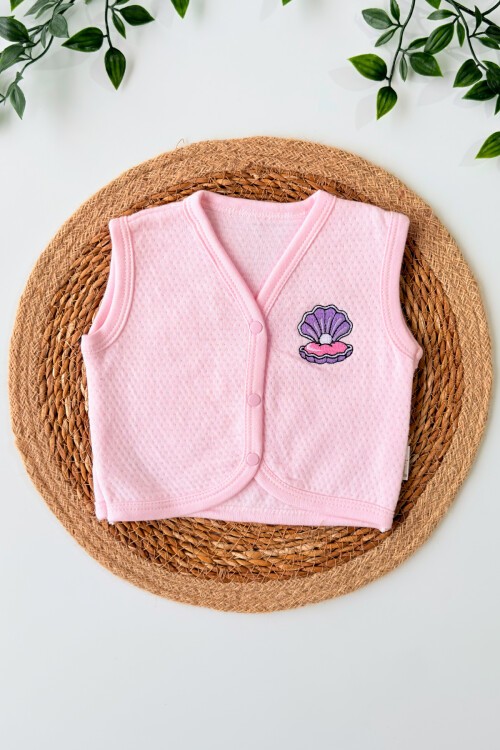 0-12 AY İSTİRİDYE NAKIŞLI YELEK PEMBE