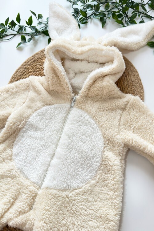 0-12 AY KAPŞONLU TAVŞAN KULAKLI WELSOFT TULUM KREM