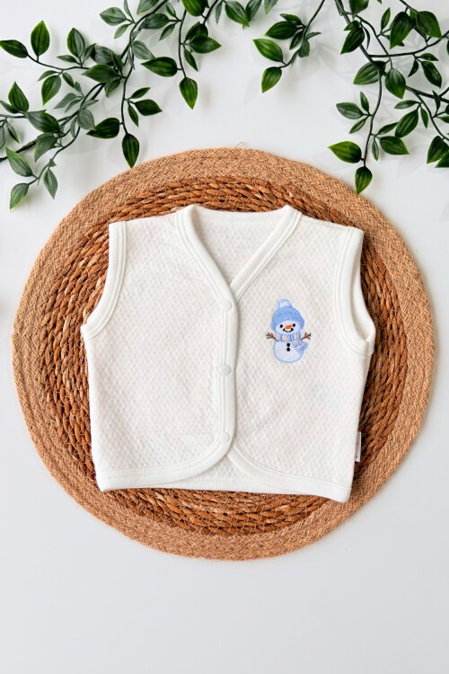 0-12 AY KARDAN ADAM NAKIŞLI YELEK BEYAZ