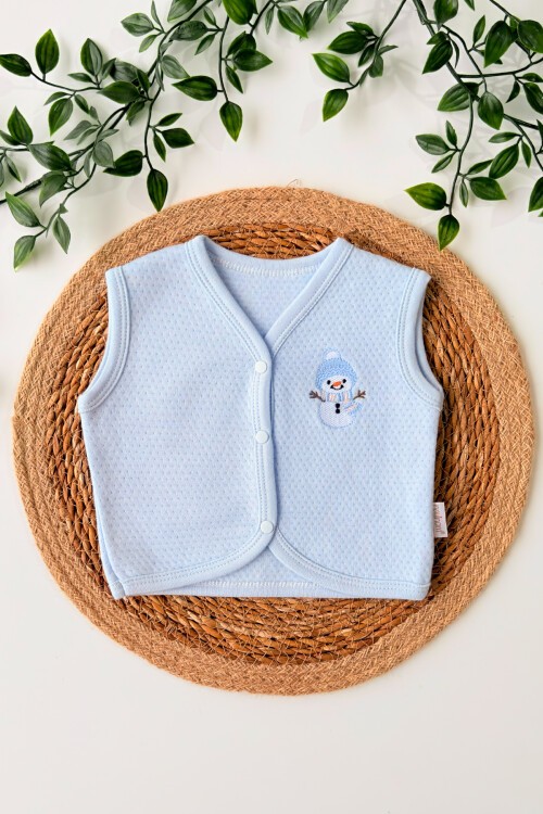 0-12 AY KARDAN ADAM NAKIŞLI YELEK MAVİ