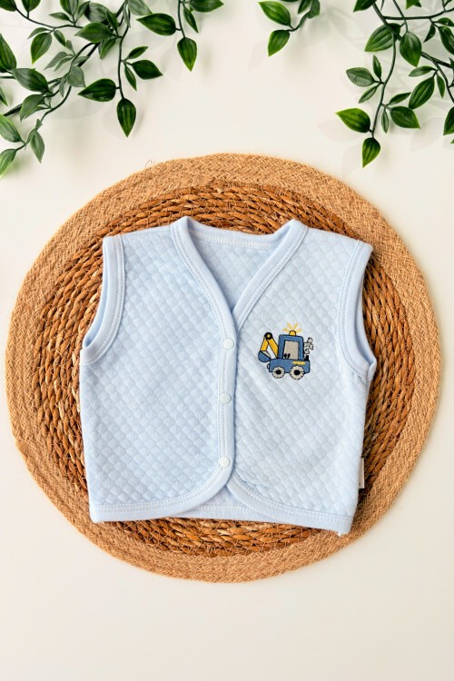 0-12 AY KEPÇE NAKIŞLI YELEK MAVİ
