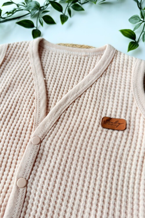 0-9 AY WAFFLE DESENLİ YELEK KAHVE