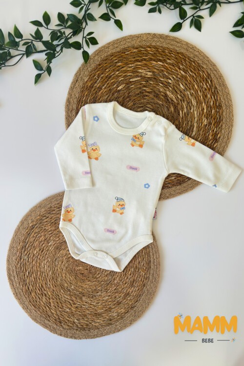 0-18 AY ÖRDEK DESENLİ UZUN KOLLU BADİ