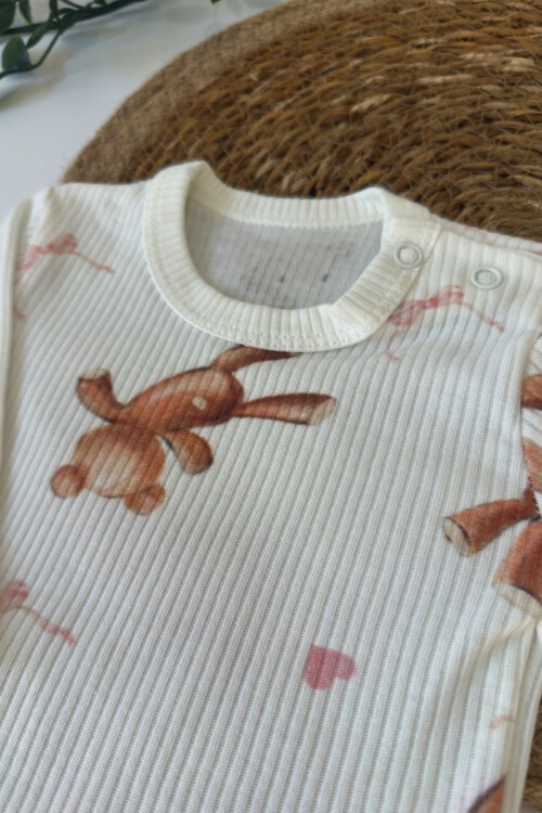 0-18 AY TOKALI AYICIK DESENLİ UZUN KOLLU BADİ