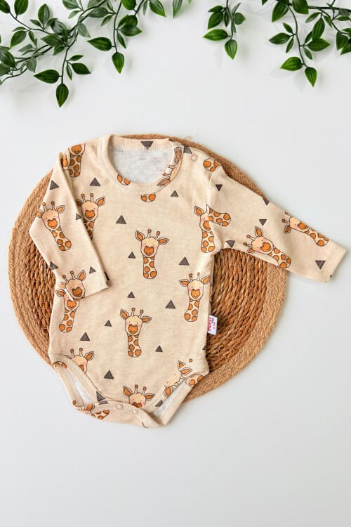 0-18 AY ZÜRAFA BASKILI UZUN KOLLU BADİ