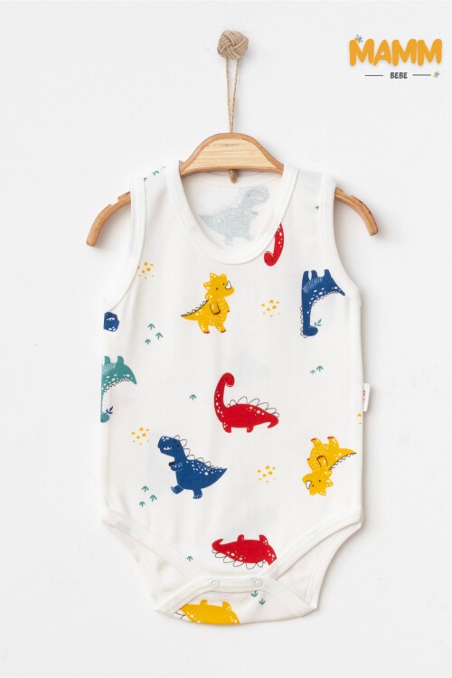 0-3-6-9 AY DİNO DESENLİ ZIBIN BEYAZ