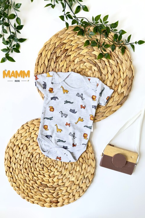 0-3-6-9 AY HAYVANLAR ALEMİ DESENLİ KOLLU ZIBIN GRİ