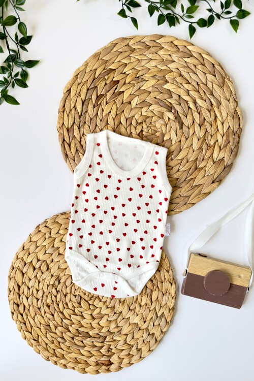 0-3-6-9 AY YENİ KALP DESENLİ ZIBIN BEYAZ