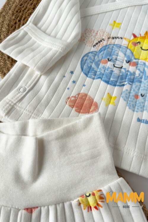 0-3 AY GÖKYÜZÜ DESENLİ ÜÇLÜ TAKIM