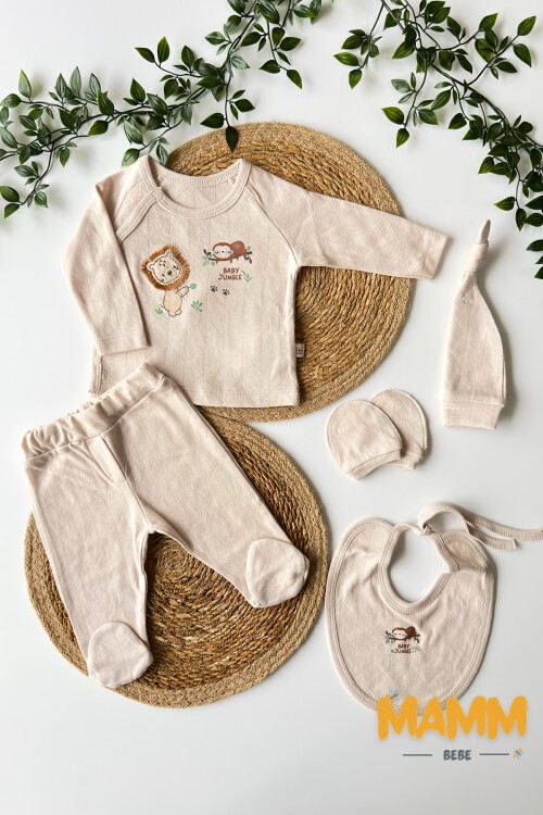 0-3 AY JUNGLE 5Lİ YENİ DOĞAN TAKIMI BEJ