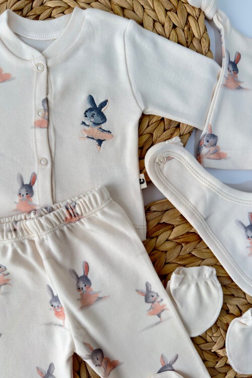 0-3 AY KIZ TAVŞAN NAKIŞLI 5Lİ ZIBIN SET