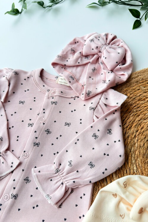 0-3 AY LEOPAR DESENLİ ŞAPKALI PATİKLİ ÜÇLÜ TULUM