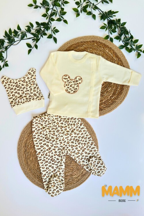 0-3 AY LEOPAR DESENLİ ÜÇLÜ TAKIM