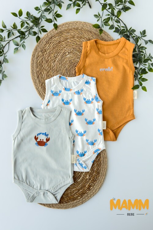 0-6 AY 3LÜ YENGEÇ DESENLİ ZIBIN SET