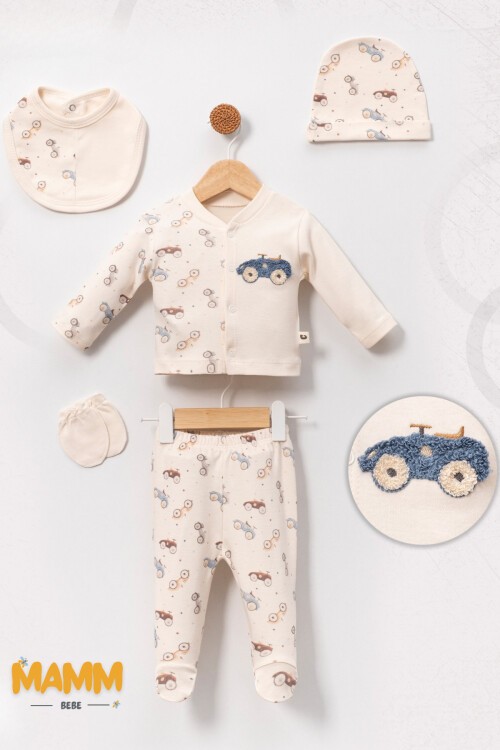 0-3 AY ERKEK ARABA NAKIŞLI 5Lİ ZIBIN SET