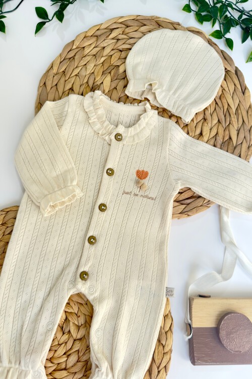 0-6 AY LALELİ DÜĞMELİ PREMATÜRE TULUM EKRU