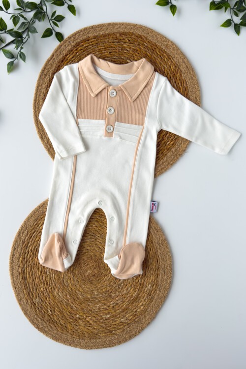 0-6 AY YAKALI DÜĞMELİ PATİKLİ TULUM BEJ