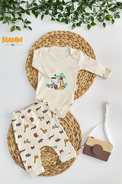 0-9 AY 2Lİ HAYVANLAR ALEMİ KOLLU TAKIM EKRU