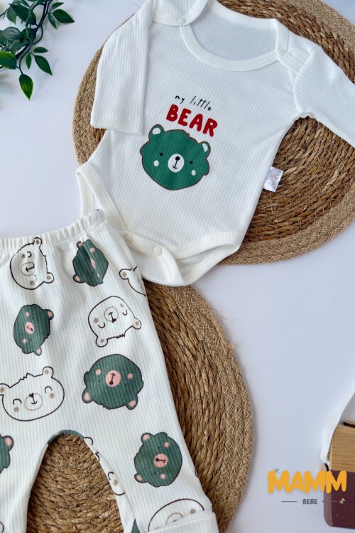 0-9 AY 2Lİ YENİ AYICIK DESENLİ KOLLU TAKIM YEŞİL