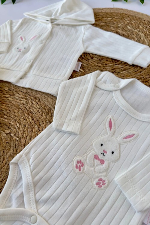 0-9 AY 3LÜ PAPYONLU TAVŞAN TAKIM PEMBE KULAK