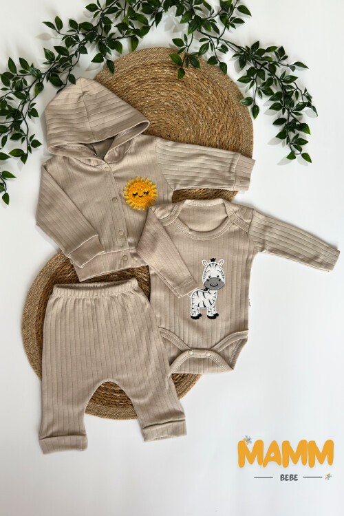 0-9 AY 3LÜ ZEBRA YAKALI TAKIM KAHVE