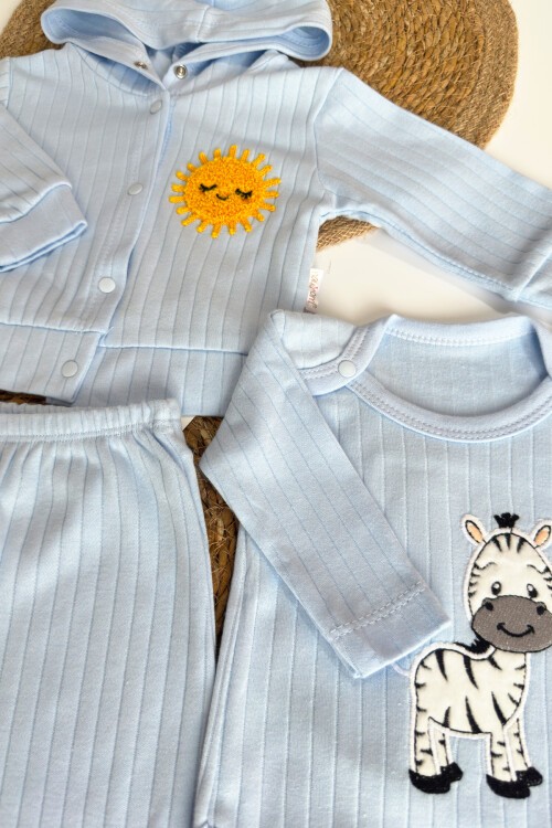 0-9 AY 3LÜ ZEBRA YAKALI TAKIM MAVİ