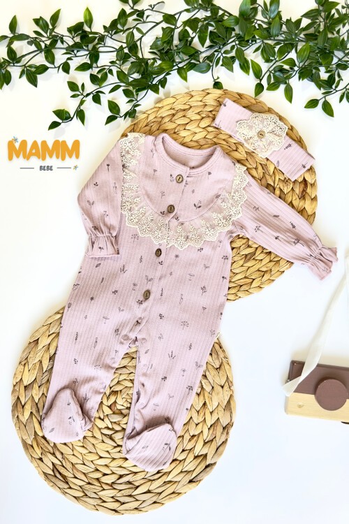 0-9 AY NATURAL DÜĞMELİ PATİKLİ TULUM MOR