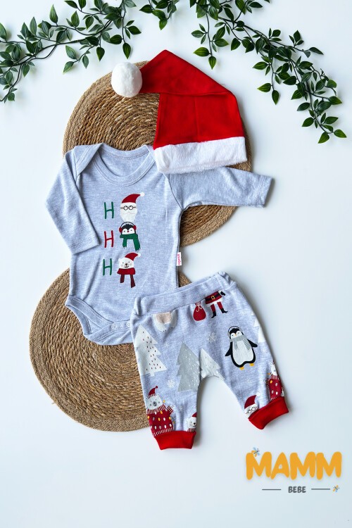 0-9 AY PENGUEN AYI BASKILI BODYLİ ÜÇLÜ TAKIM