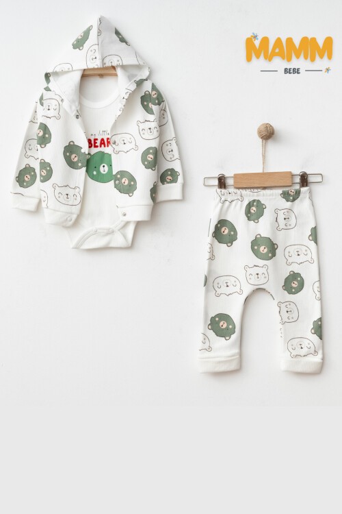 0-9 AY 3LÜ YENİ AYICIK DESENLİ TAKIM