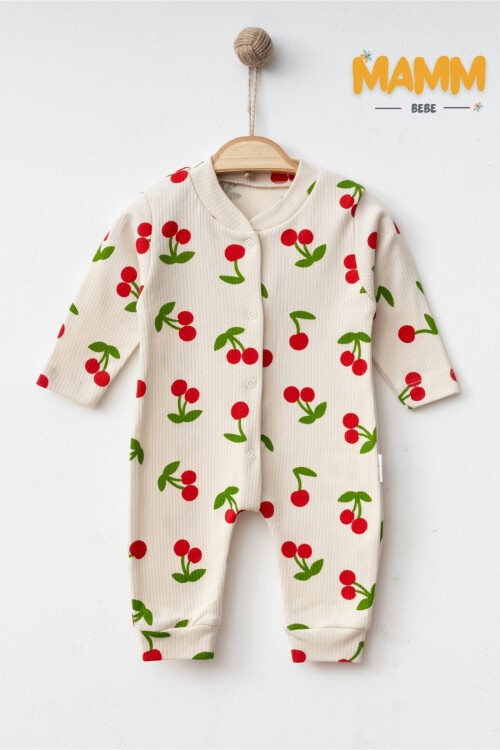 1-3-6 AY BÜYÜK KİRAZ DESENLİ MANŞETLİ TULUM EKRU