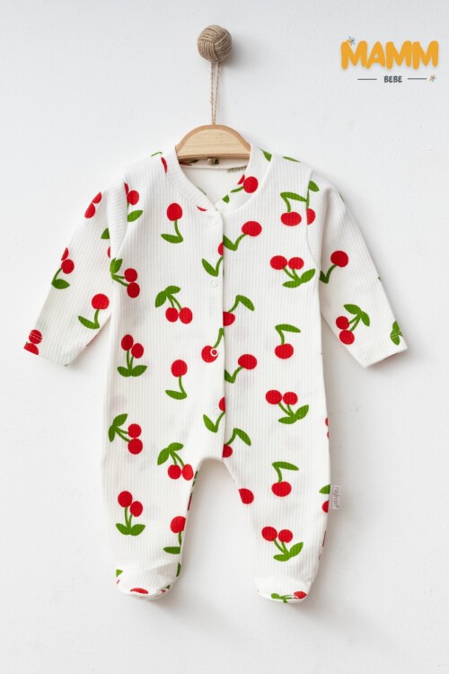 1-3-6 AY BÜYÜK KİRAZ DESENLİ PATİKLİ TULUM BEYAZ