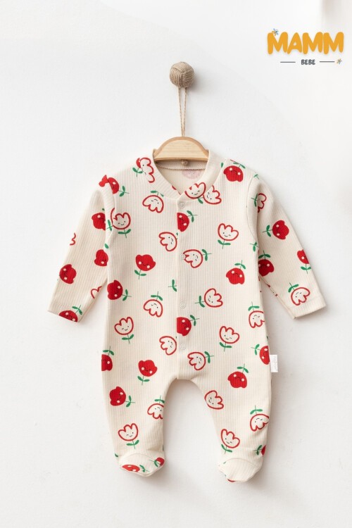 1-3-6 AY BÜYÜK LALE DESENLİ PATİKLİ TULUM EKRU