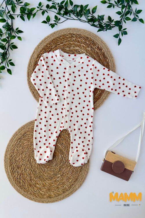 1-3-6 AY MİNİK KALP DESENLİ PATİKLİ TULUM BEYAZ