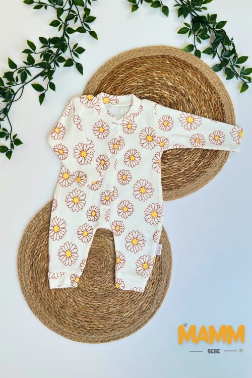 1-3-6 AY PAPATYA DESENLİ MANŞETLİ TULUM BEYAZ