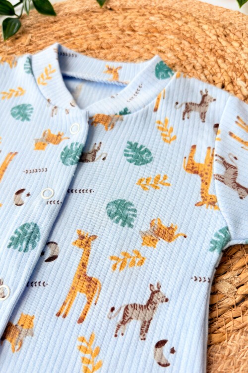 1-3-6 AY ZÜRAFALI MANŞETLİ TULUM MAVİ