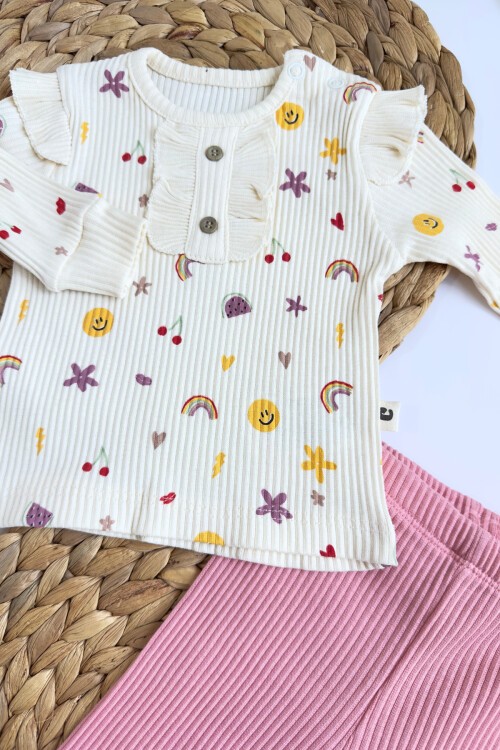 3-12 AY ÇİÇEKLİ OMUZ FIRFIRLI 2Lİ TAKIM