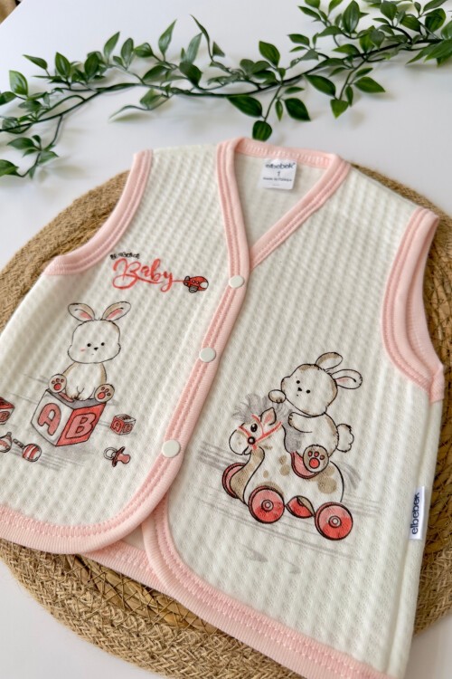 6-18 AY OYUNCAK DESENLİ YELEK PEMBE YAKA