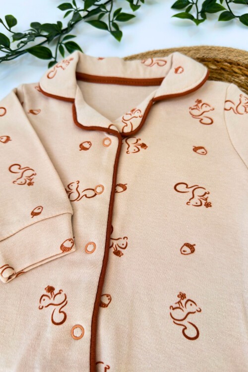 3-12 AY SİNCAPLI PİJAMA TAKIMI KİREMİT