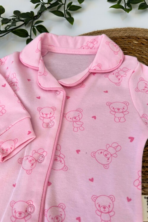 3-12 AY KALPLİ AYICIK PİJAMA TAKIMI PEMBE